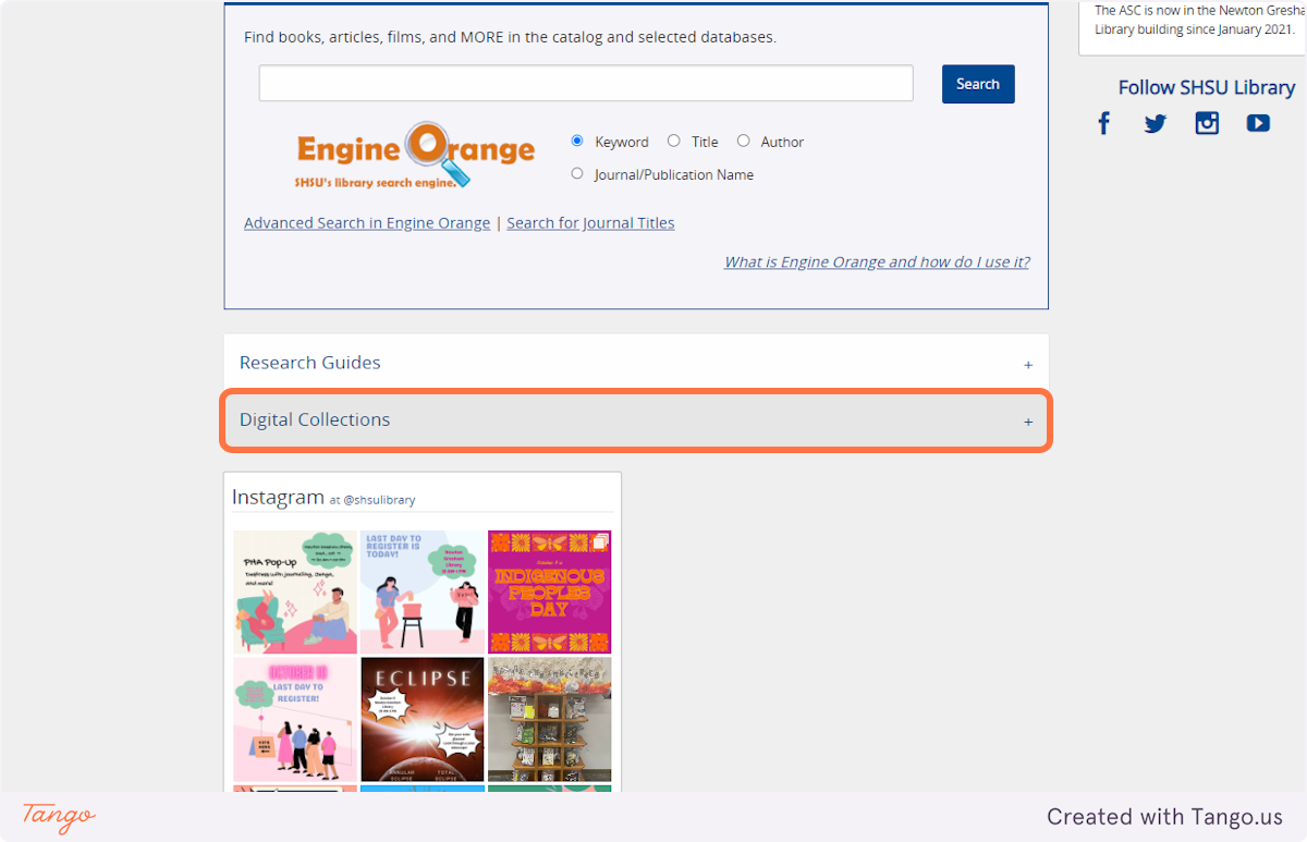 Click on Digital Collections to expand its options