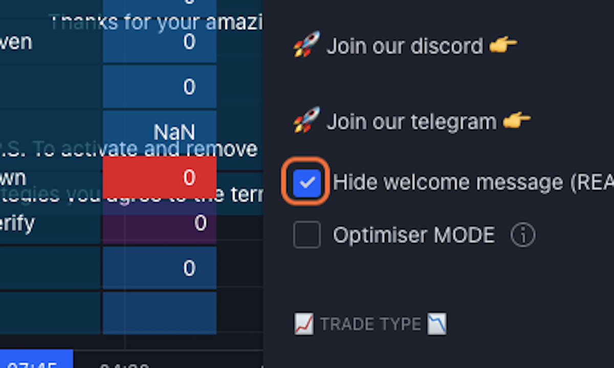 Check Hide welcome message (READ TOOLTIP)