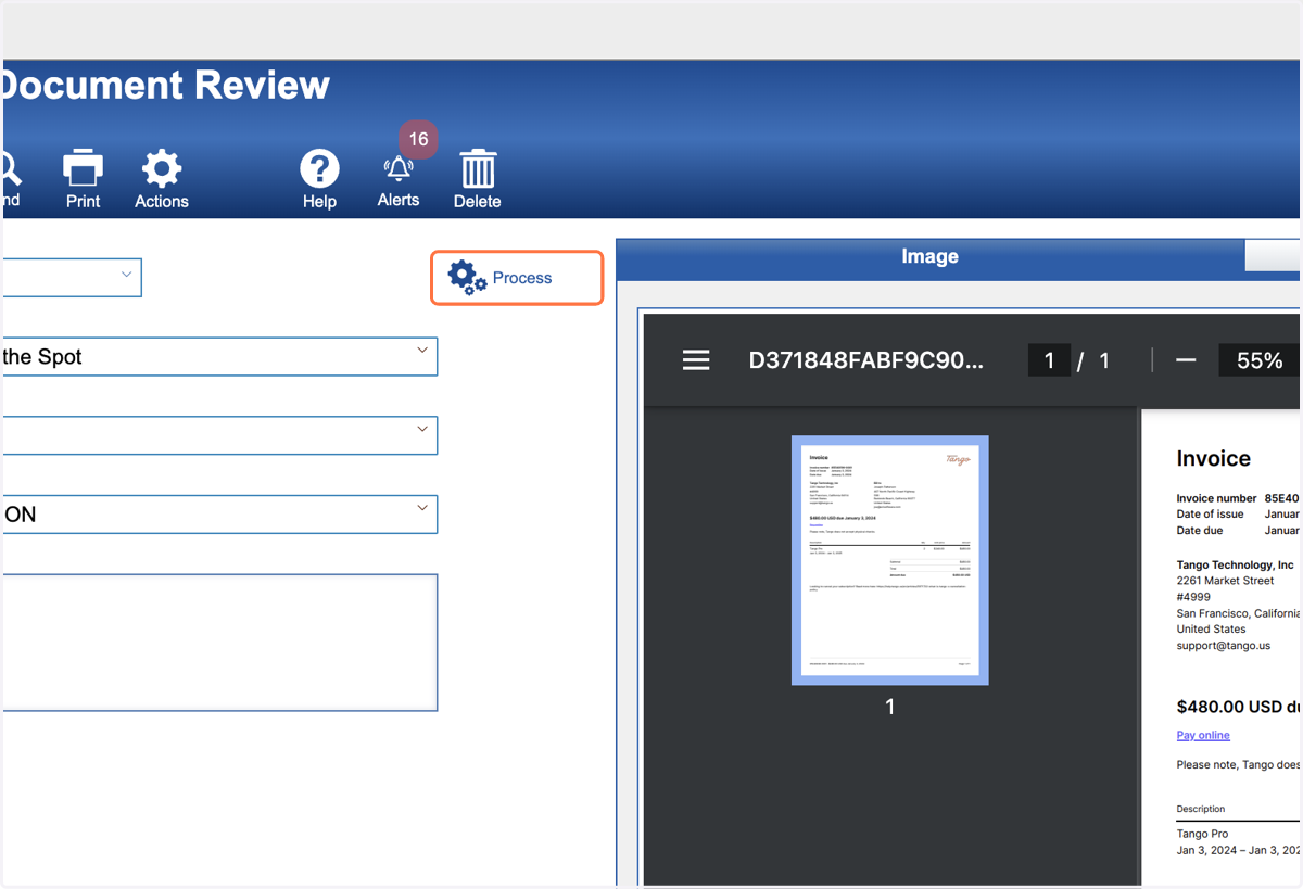 Click on Process