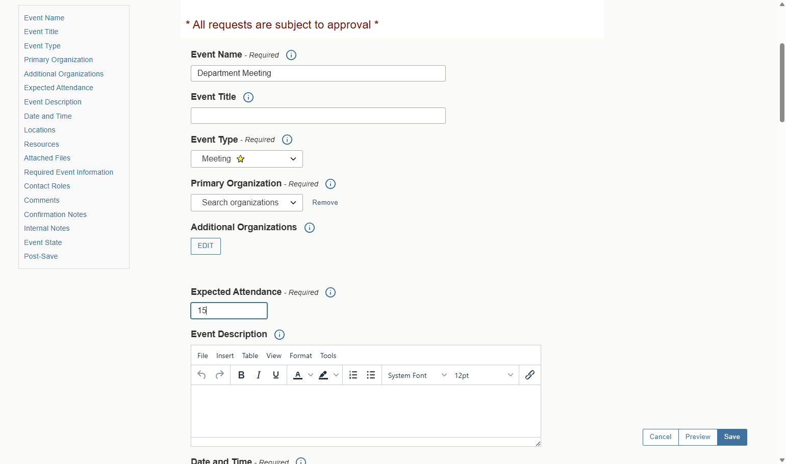 Add expected attendance for your event