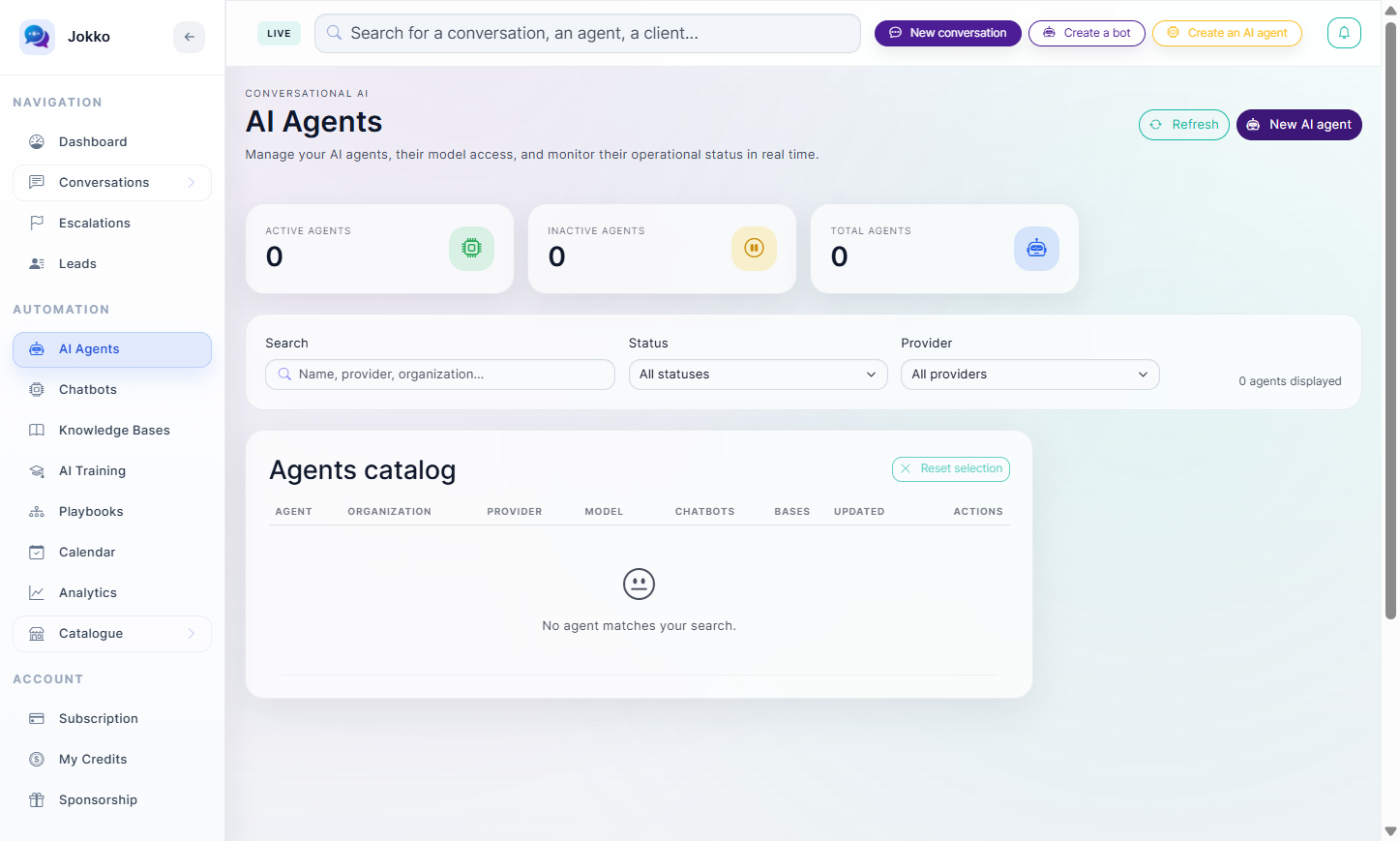 Click on New AI agent