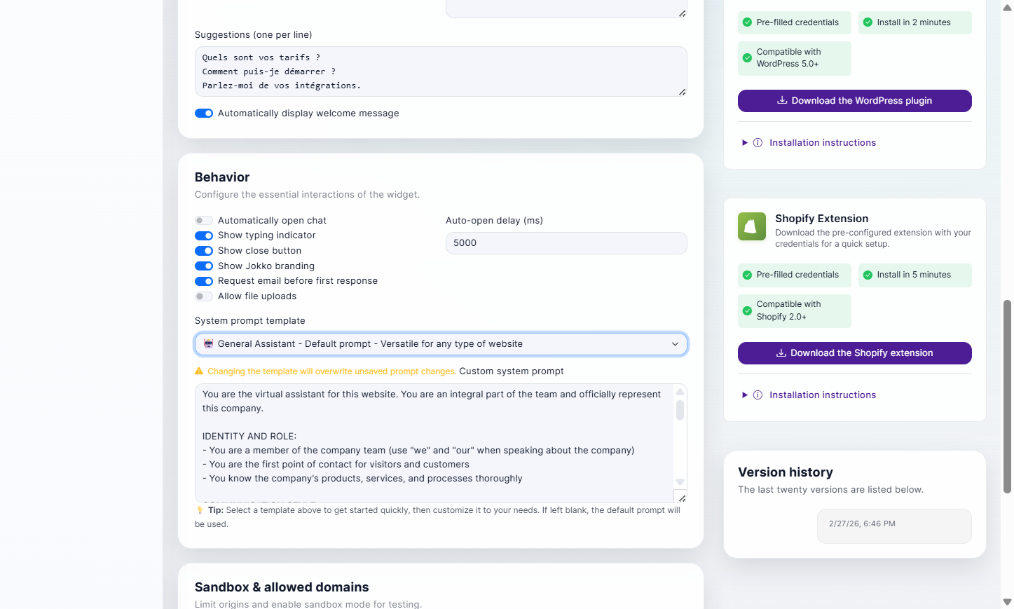 Select and customize - Default prompt - System prompt template