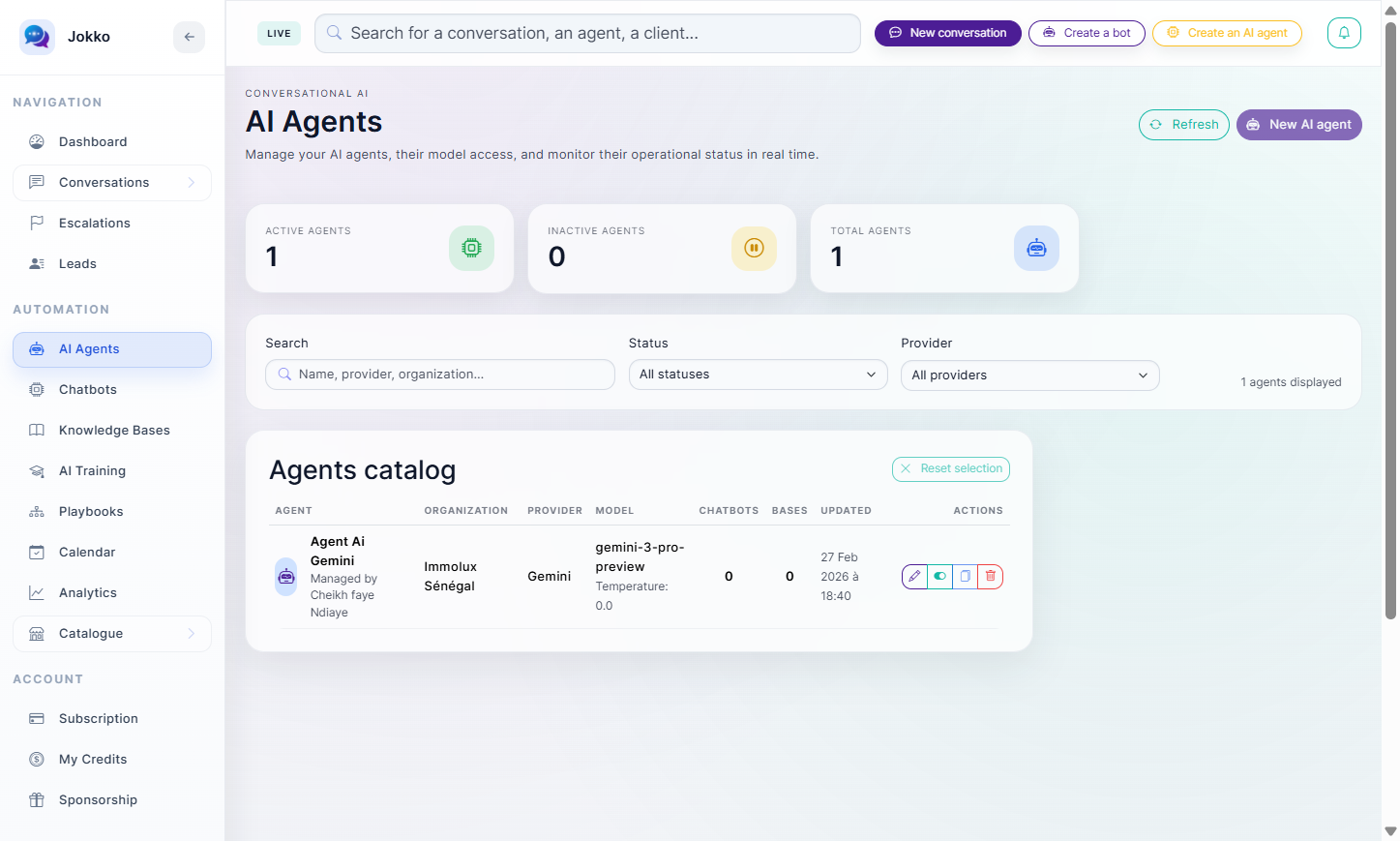 Click on Agent Ai Gemini…
