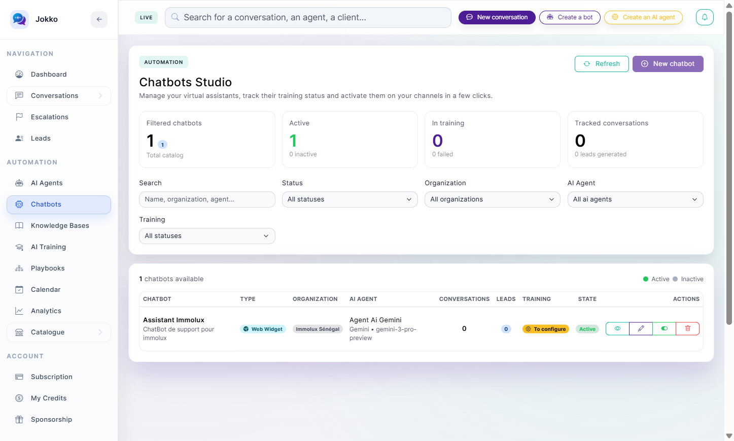 Click on 1 chatbots available…