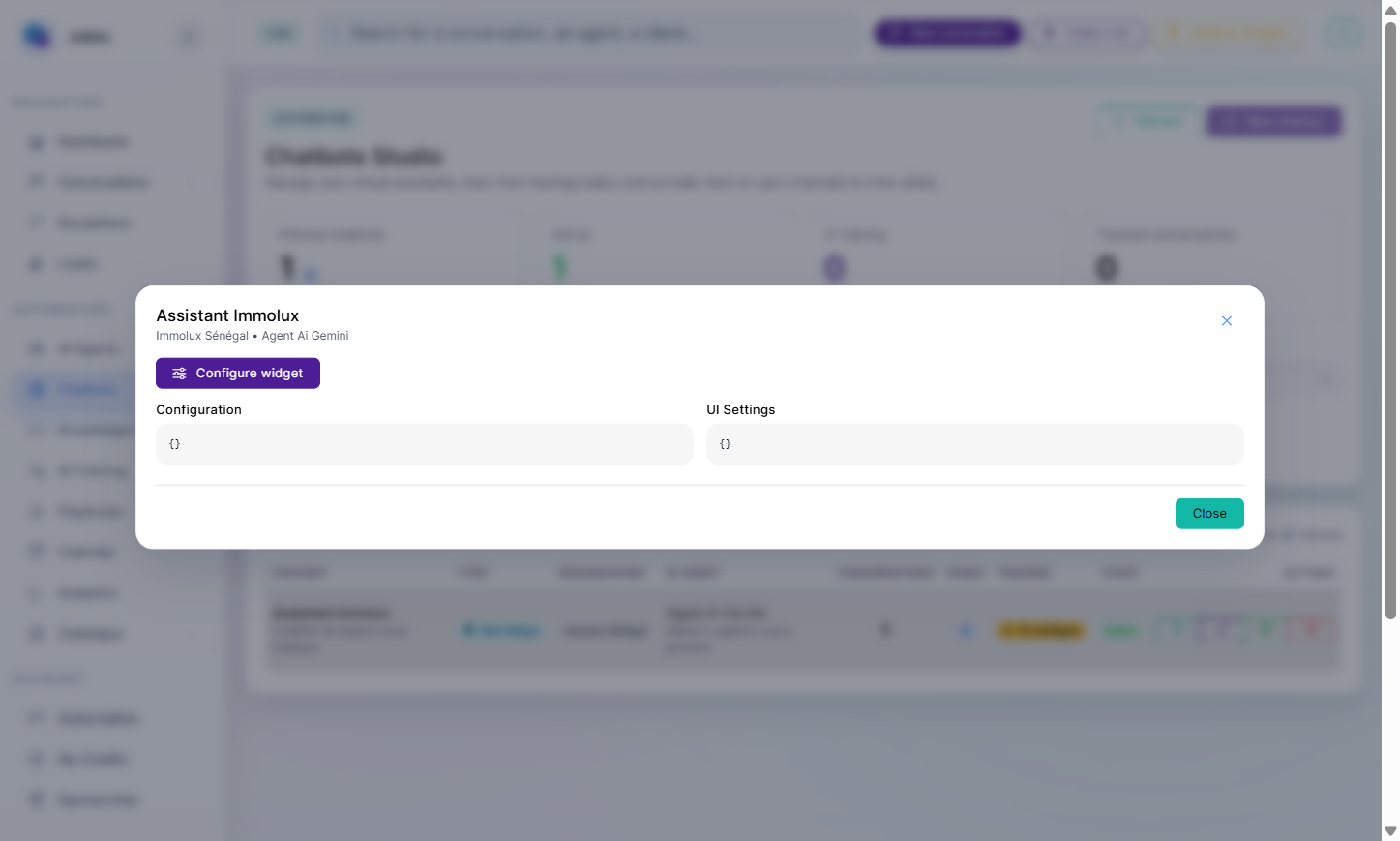 Click on Configure widget