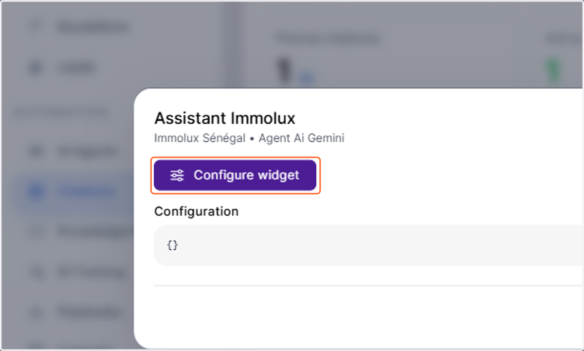 Click on Configure widget