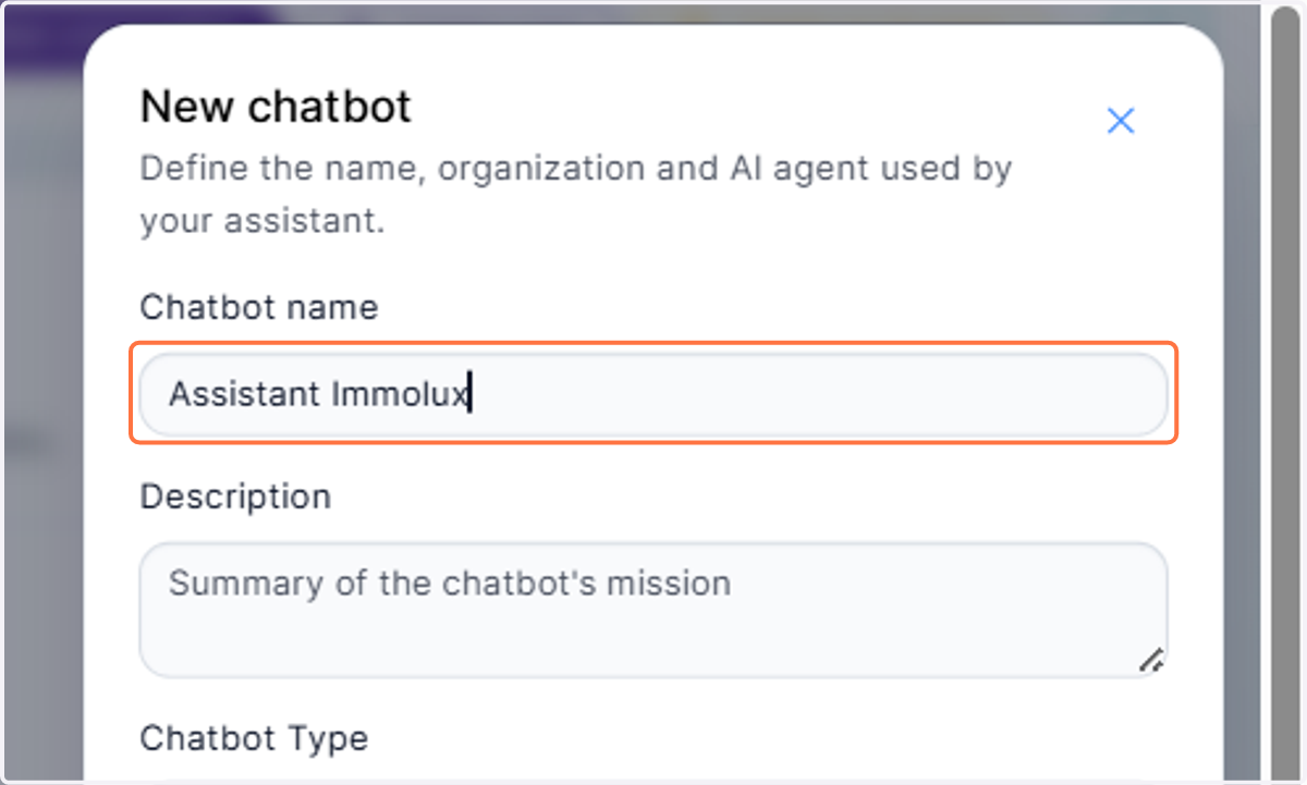 Give a name for your chatbot: "Assistant Immolux"