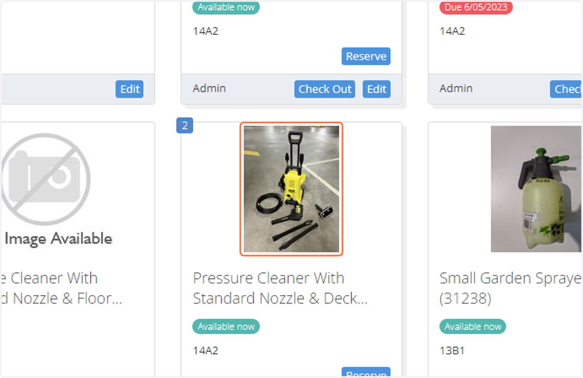 On the inventory page, select the item that needs maintenance or repair.