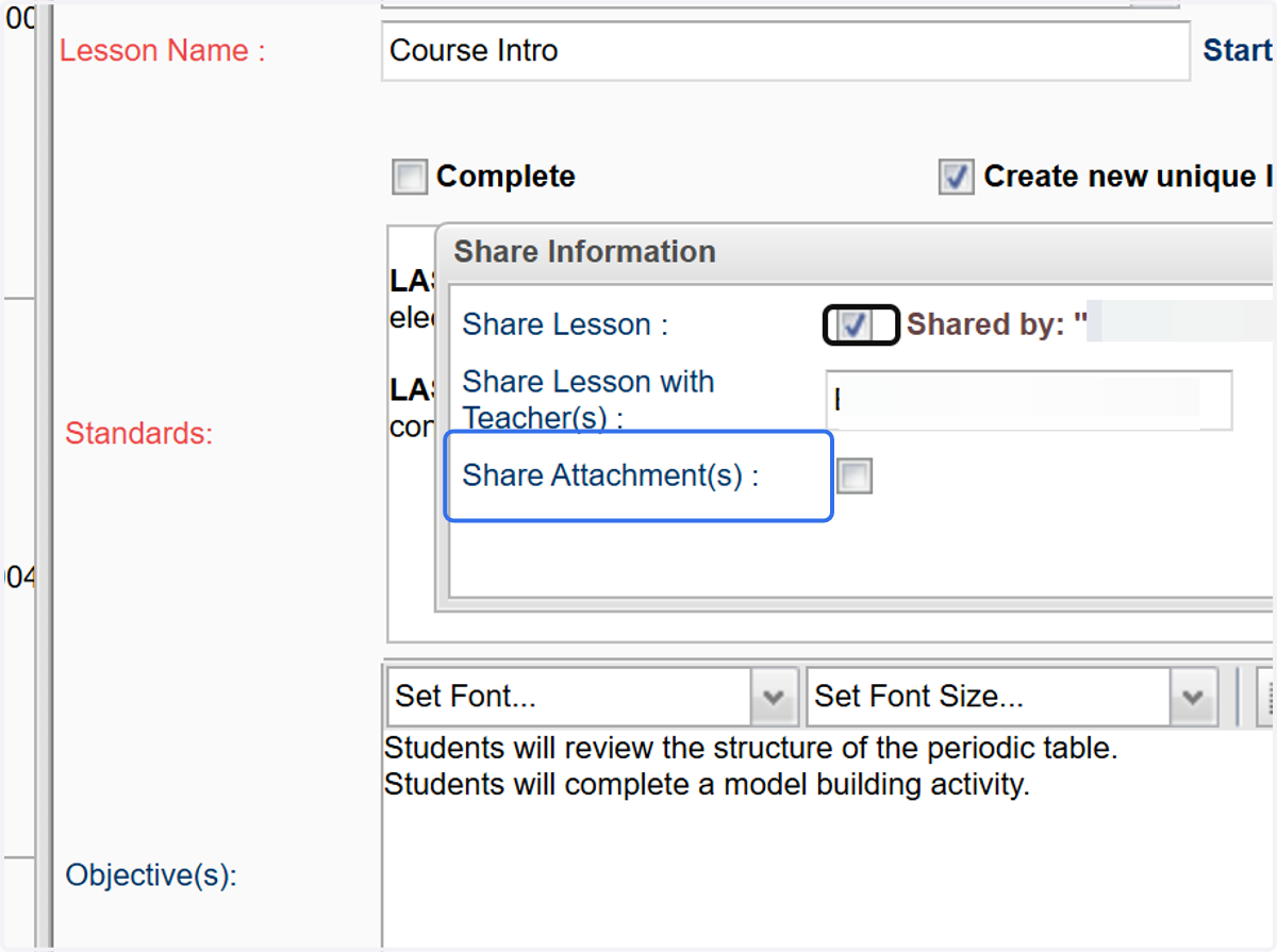 You can share any attachments you have added to your plan.