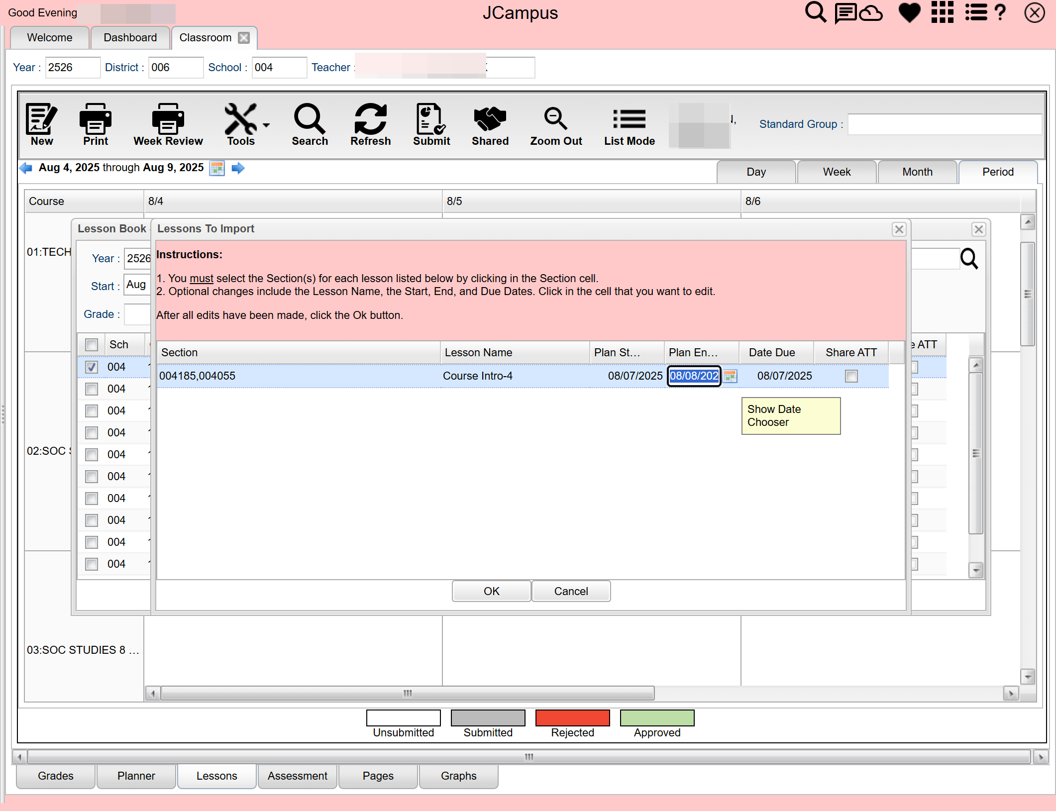 Select the appropriate date/ranges to apply the plan.