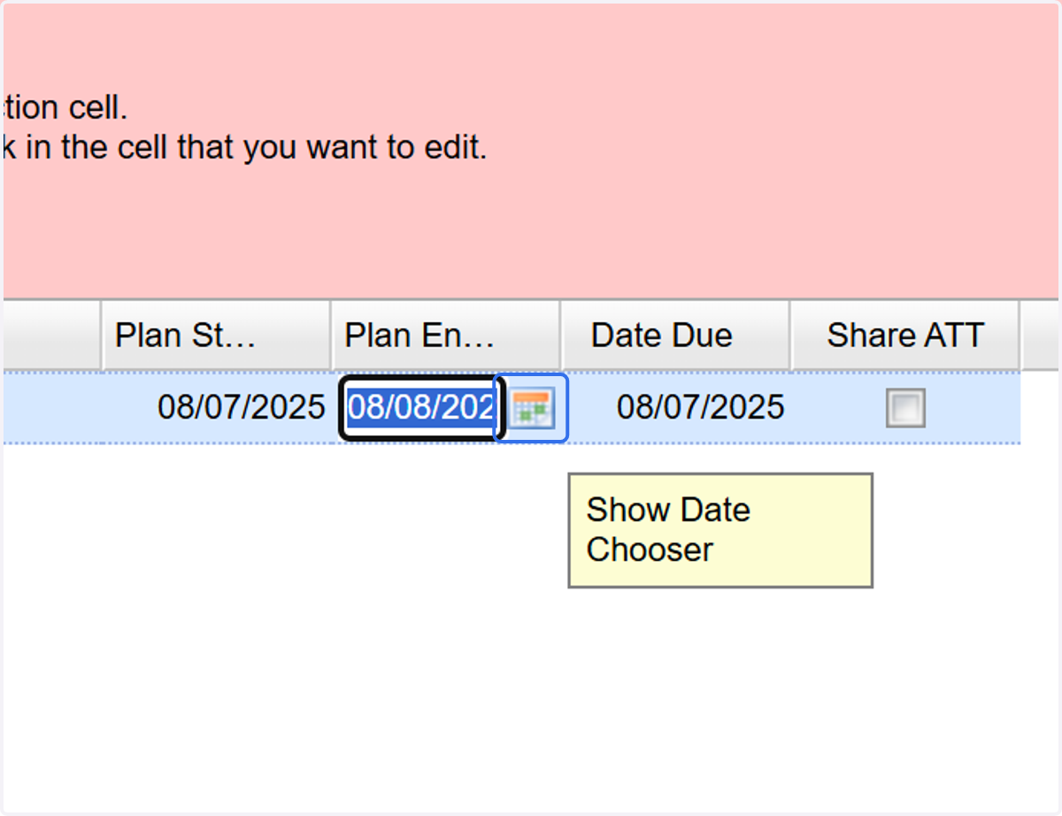 Select the appropriate date/ranges to apply the plan.