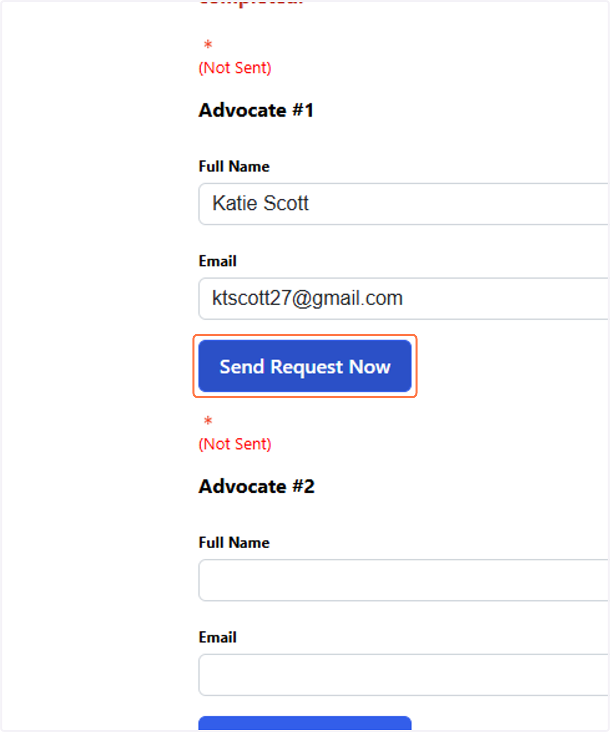 Click on Send Request Now
