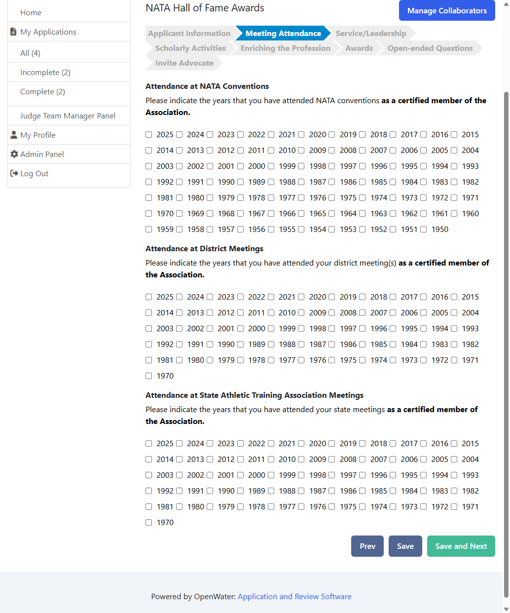 Meeting Attendance will look like this.