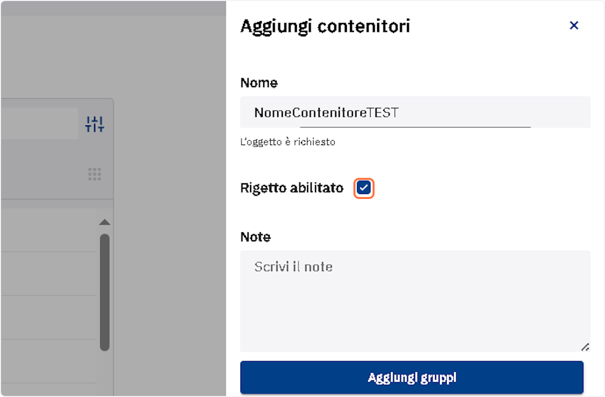 Attivare l'opzione "Rigetto abilitato"