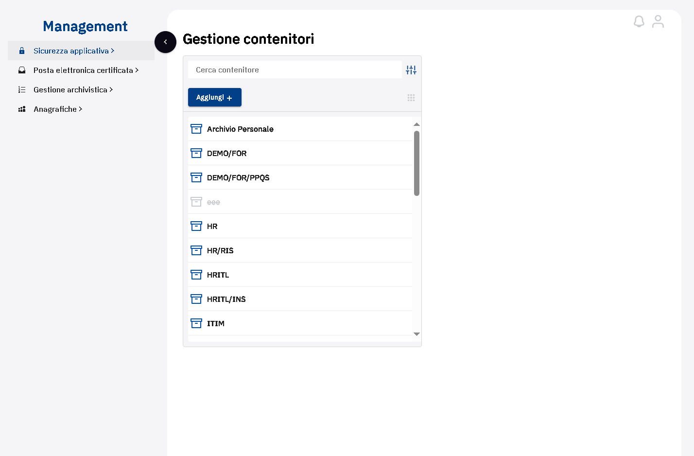 Cliccare sulla voce di menu  "Sicurezza applicativa"