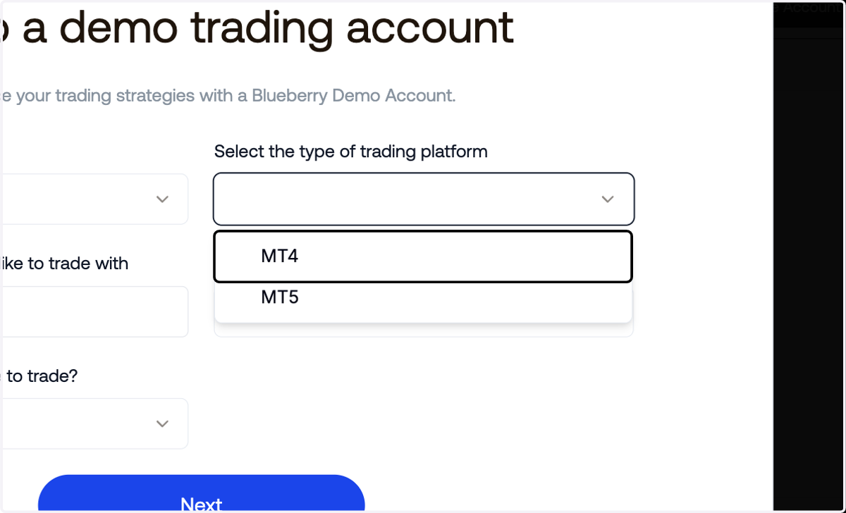 Select the trading platform