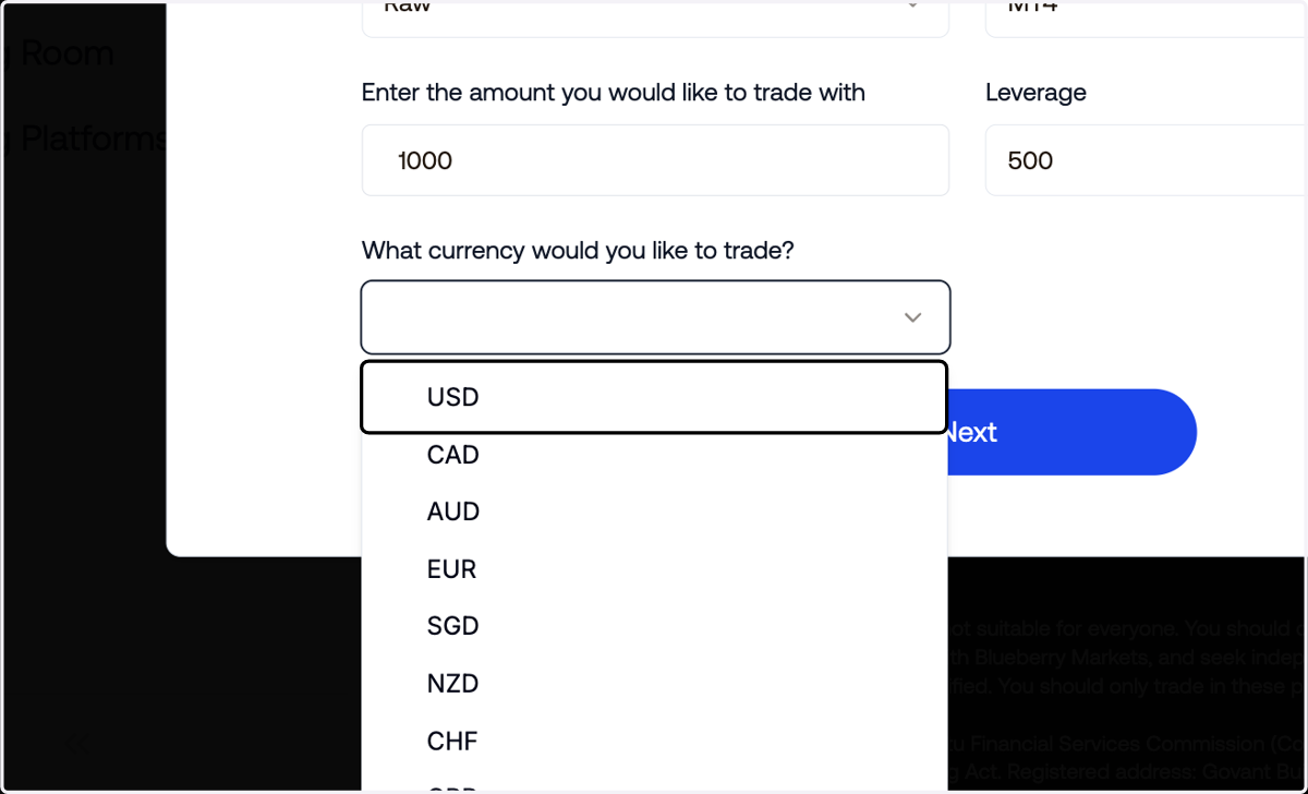 Select the currency