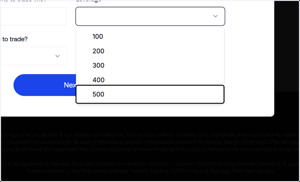 Select the leverage