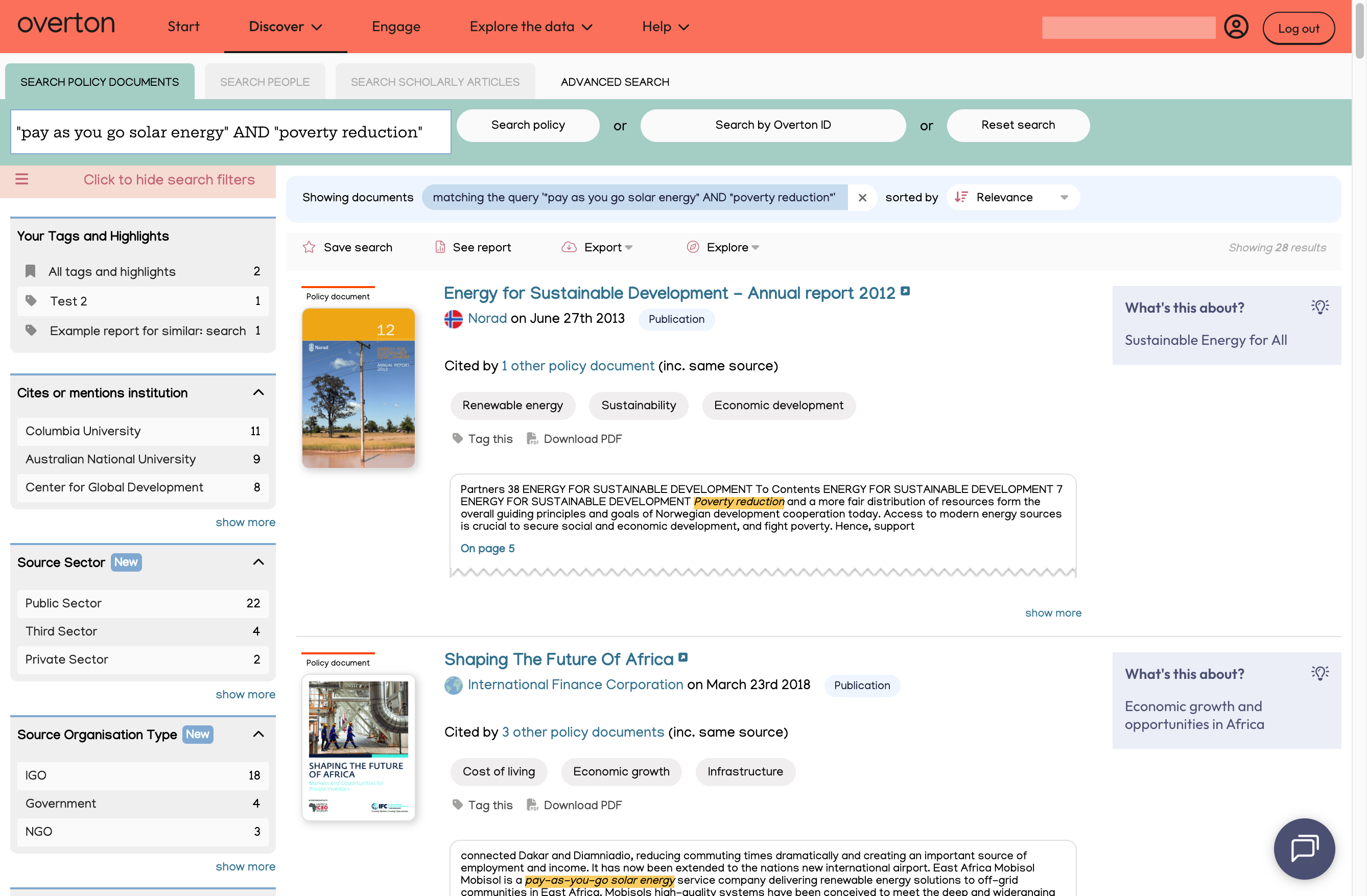 Users will be taken to the results page where they can review results for relevancy and accuracy.