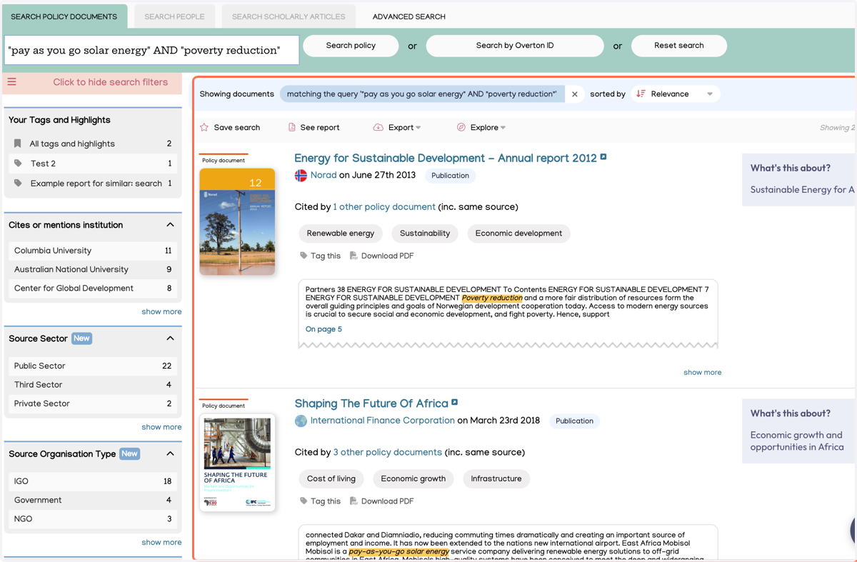 Users will be taken to the results page where they can review results for relevancy and accuracy.