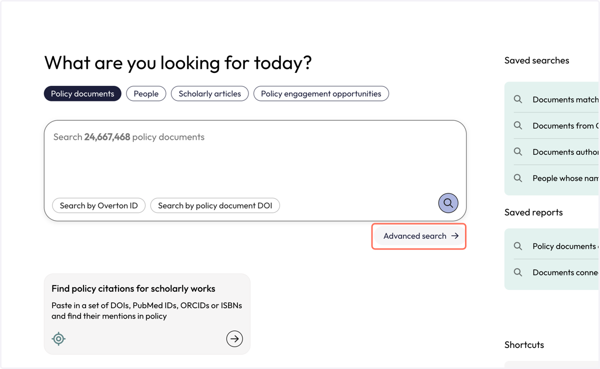Click on 'Advanced search' to open the query builder.