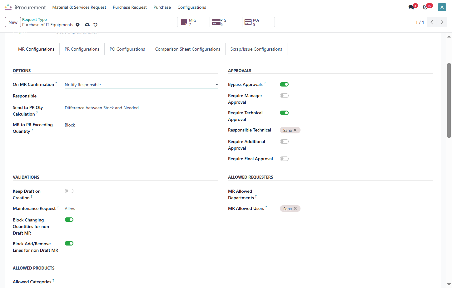 Select Notify Responsible from On MR Confirmation?
