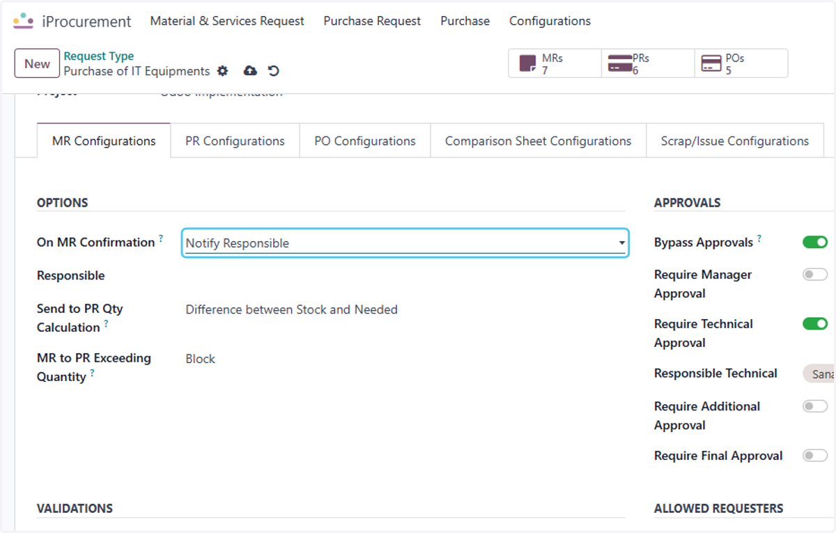 Select Notify Responsible from On MR Confirmation?