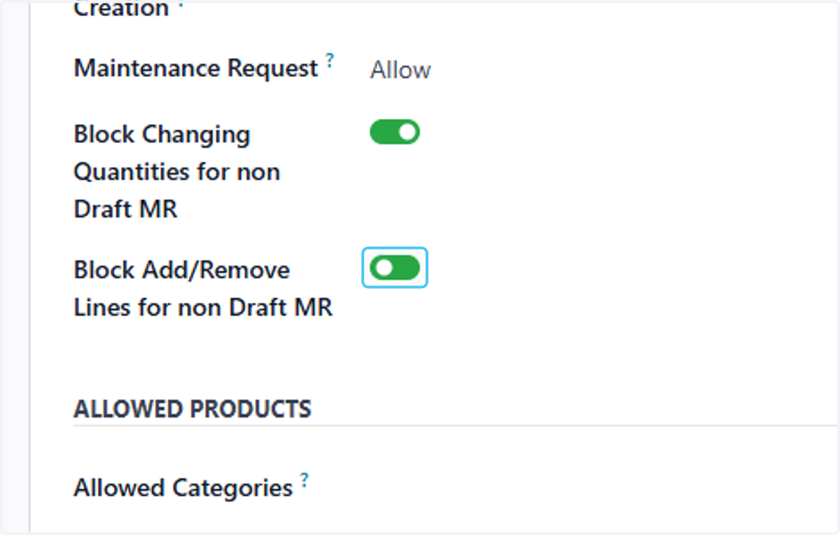 Check Block Add/Remove Lines for non Draft MR
