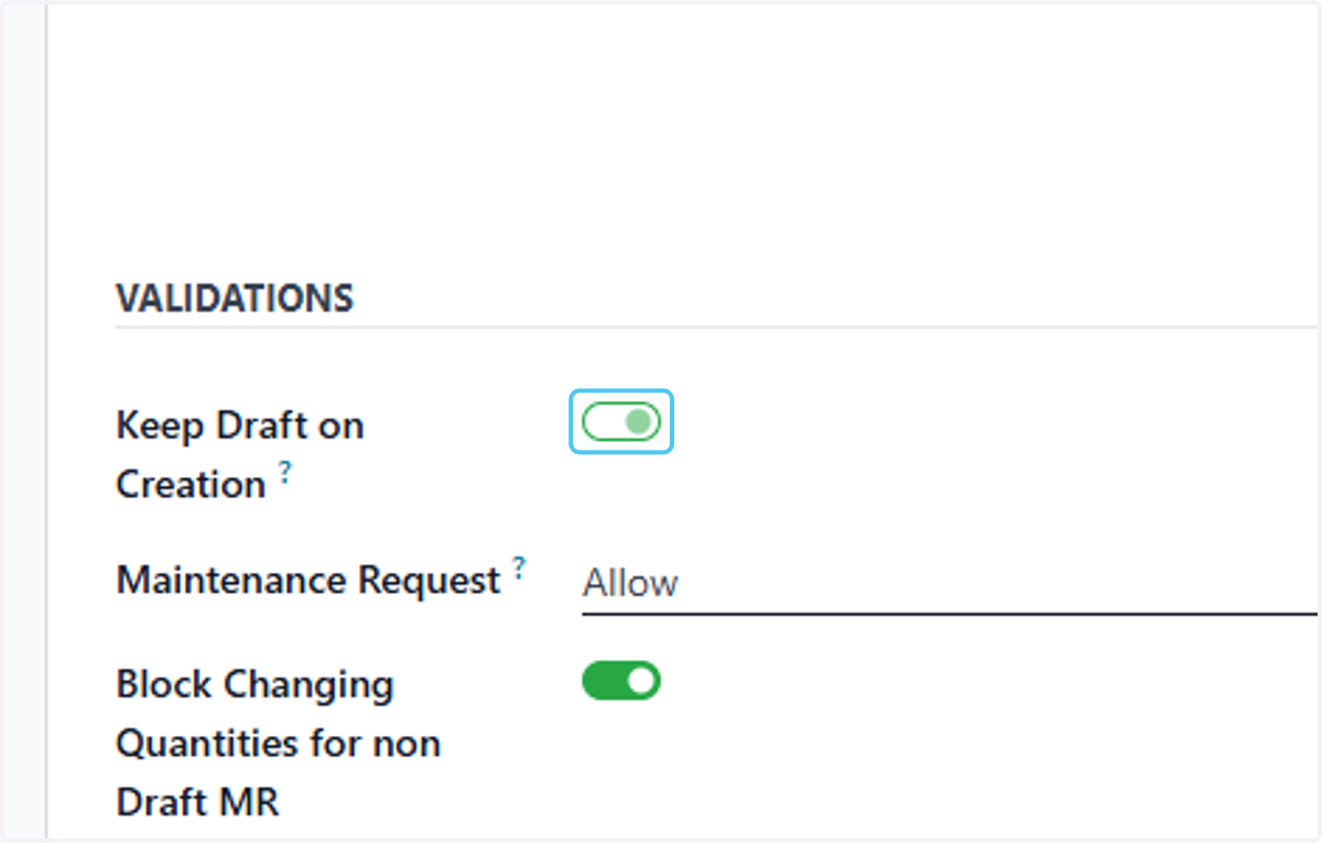 Uncheck Keep Draft on Creation?