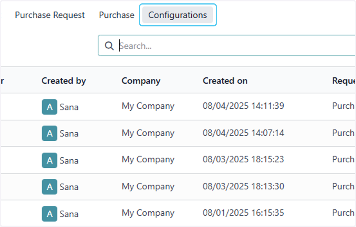 Click on Configurations