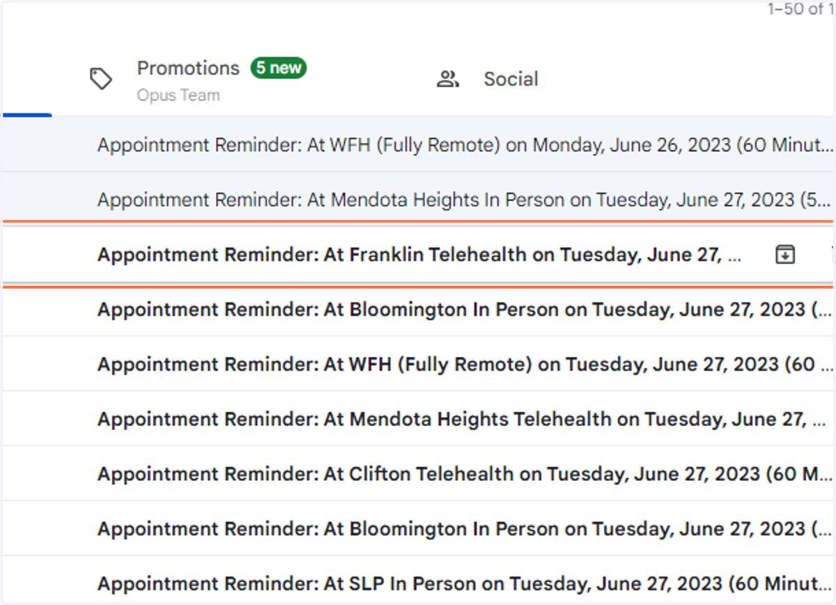 If you are unsure which location your provider is at, check the subject line of your reminder email or text