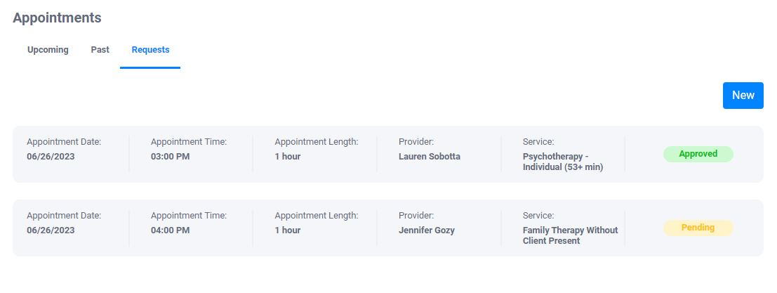 Status will be Pending until it is Approved by your provider