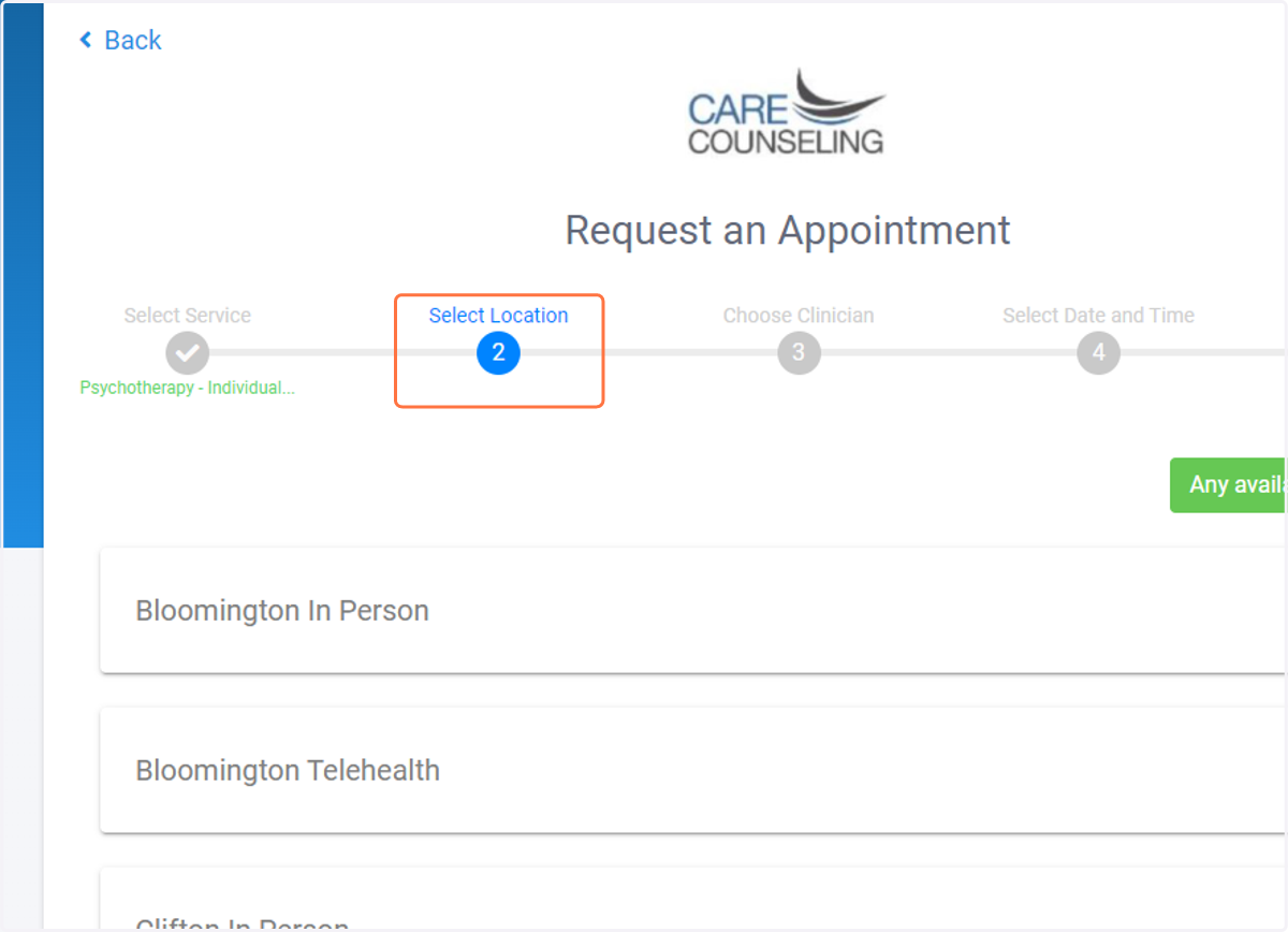 Choose the location your provider is located at