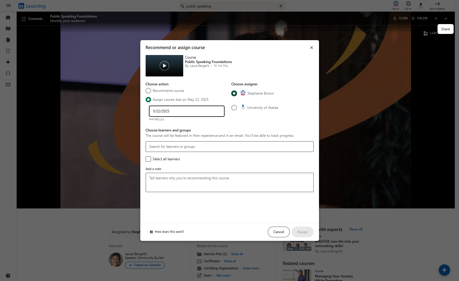 Under Choose Assigner, select the button next to your name.