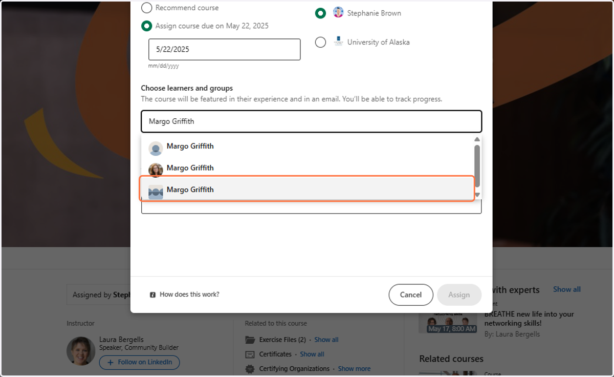 Click on the version of your name that has three circles.