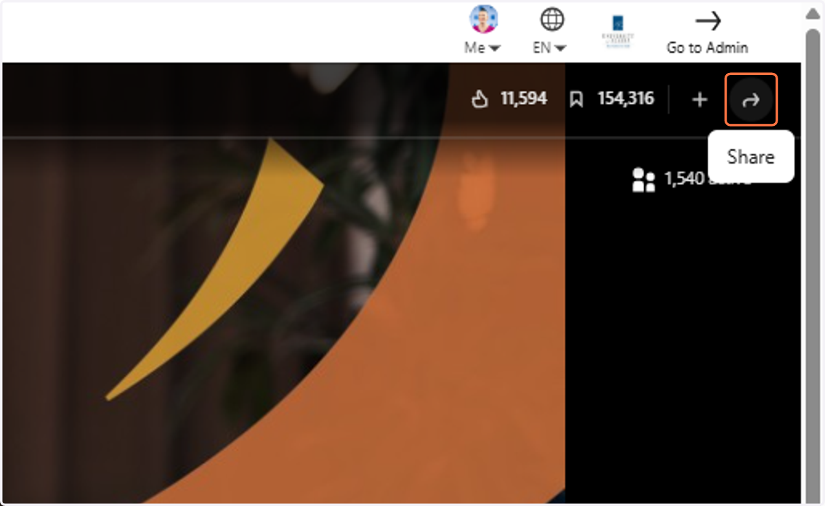 Click on the Share arrow in the upper right corner of the video.