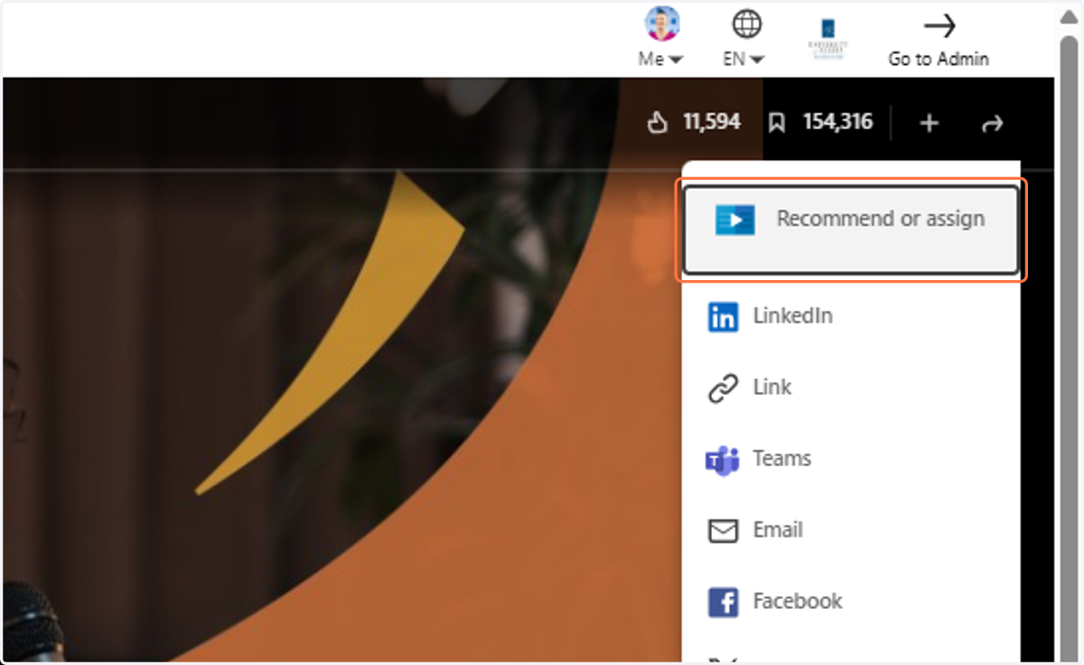 Click on Recommend or assign from the dropdown menu