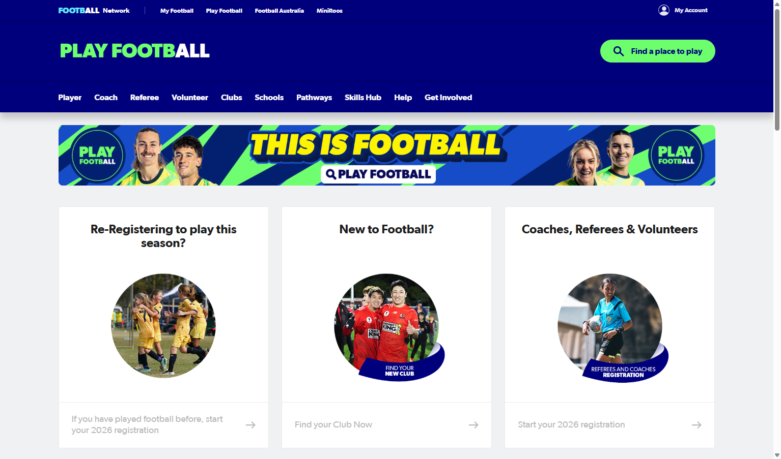 A. Click on Re-Registering to play this season?… B. Click on My Account