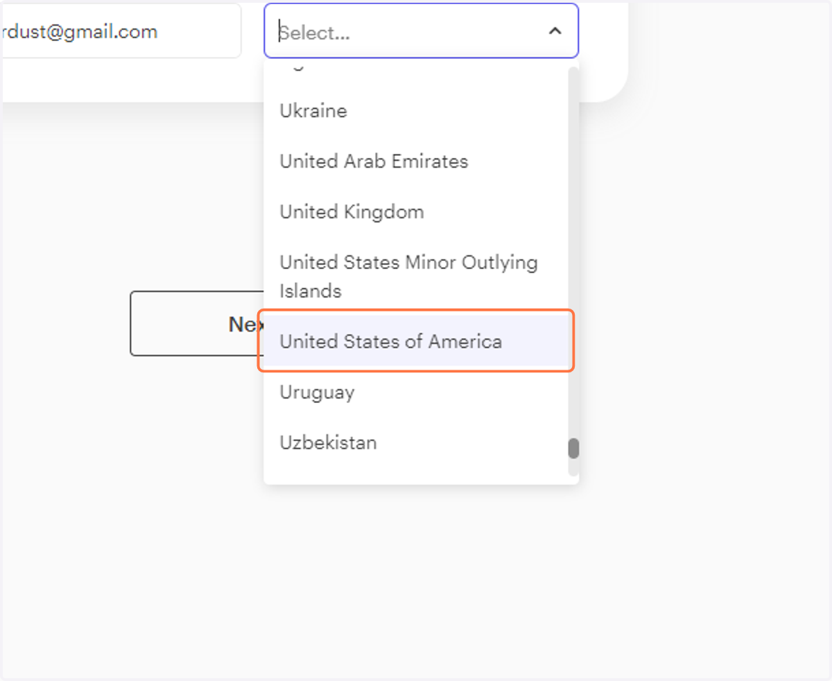 Click on United States of America
