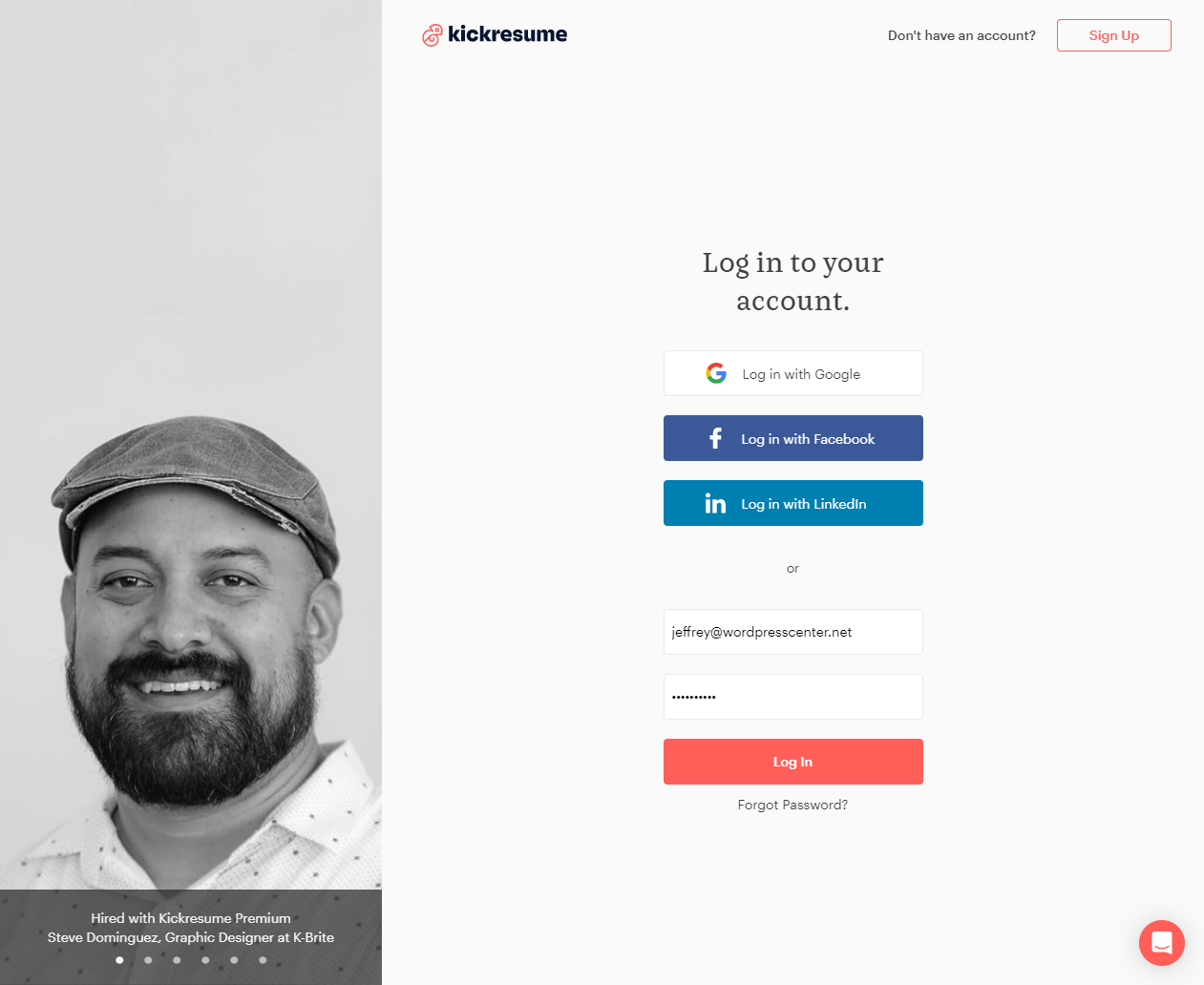 Click on Log in with Google