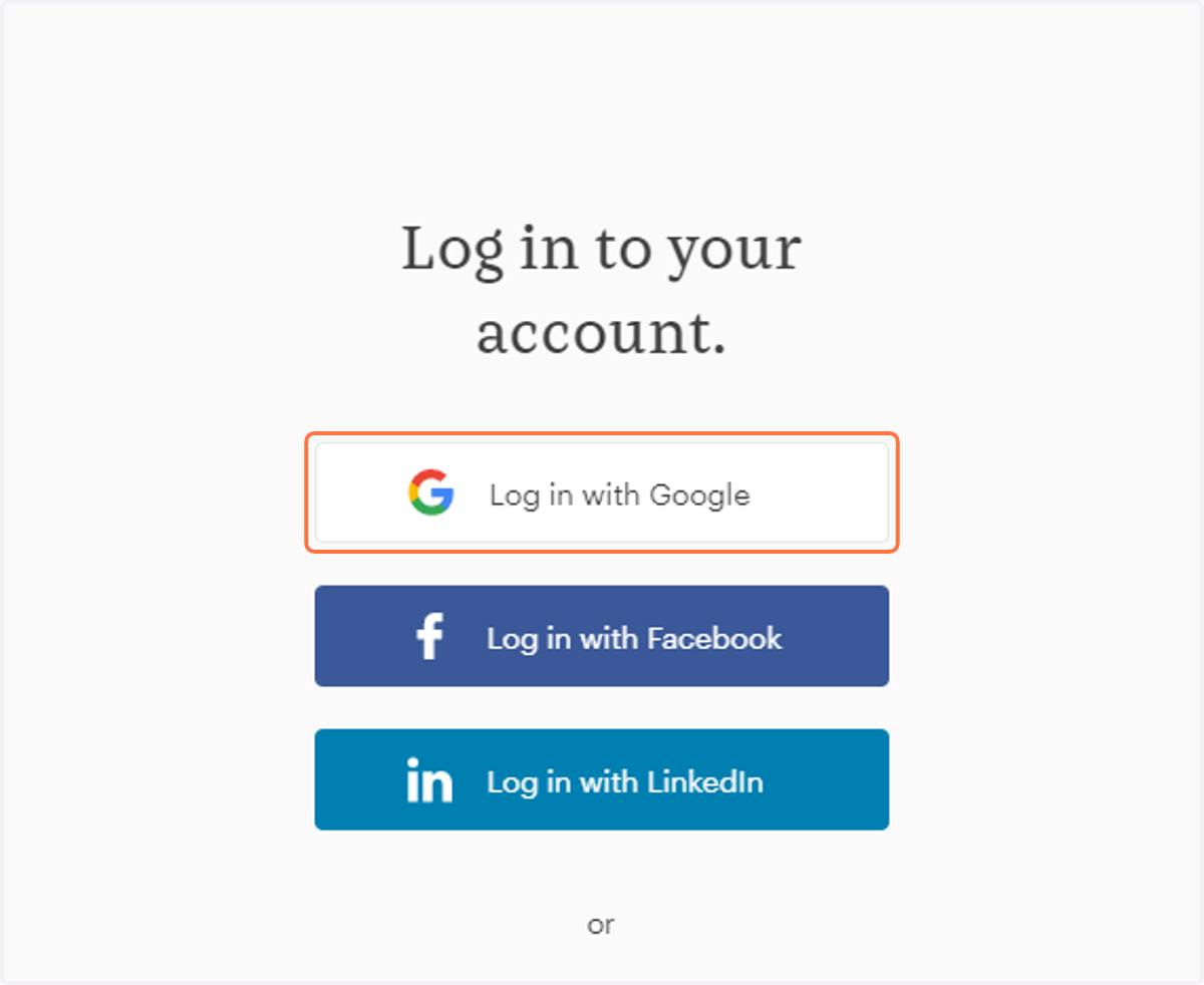 Click on Log in with Google