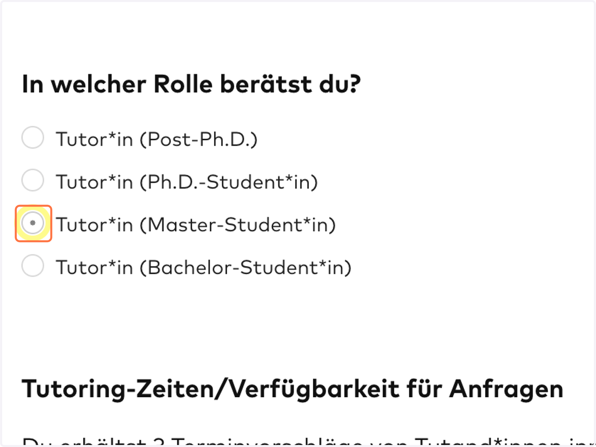 ROLLE: Bitte wähle welche Rolle am ehesten deiner aktuellen Situation als Student:in entspricht.