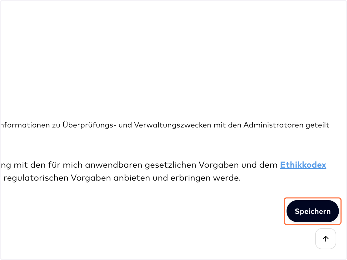 REGISTRIERUNG ABSCHLIEßEN: Klicke rechts unten auf "Speichern", um die Registrierung abzuschließen.