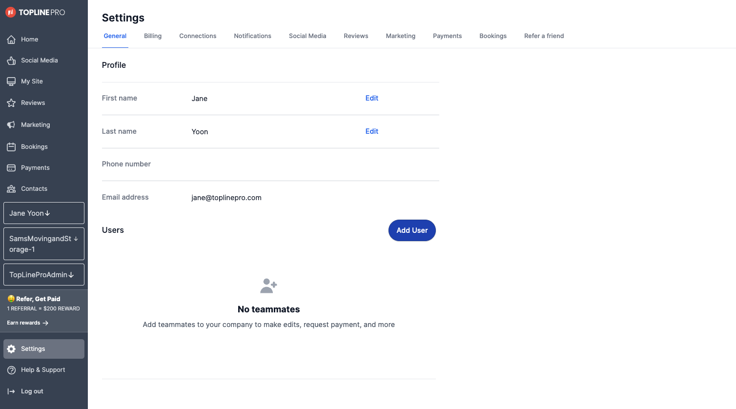 Click on Add User