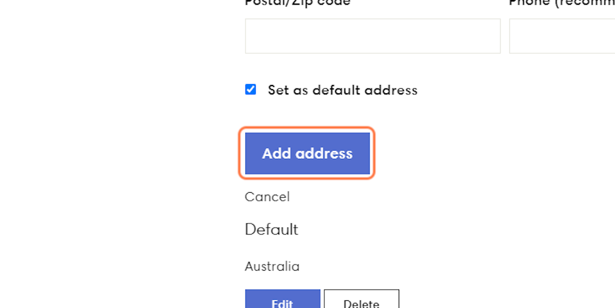 Enter your shipping details and click "Add address"