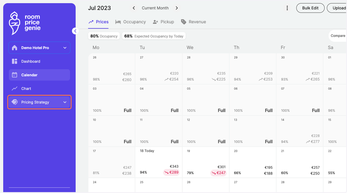 In the navigation bar, navigate to "Pricing Strategy"