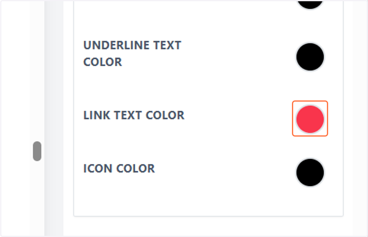 Click on Link Text Colour