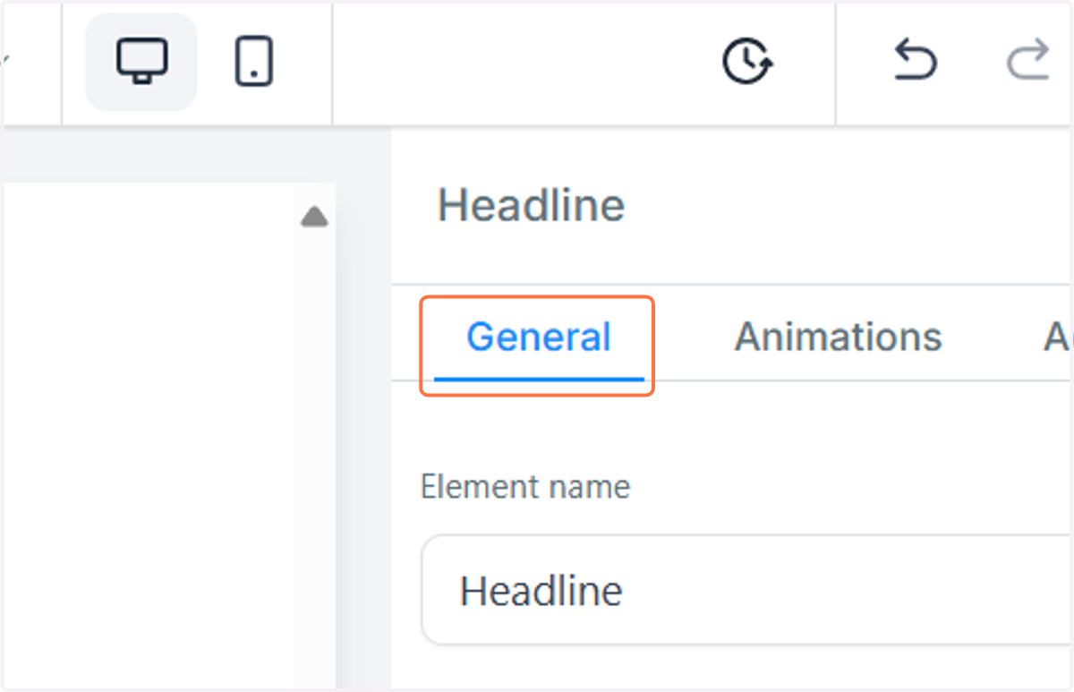 Click on General