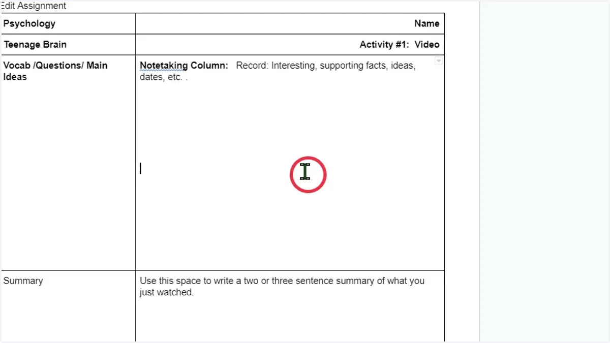 Document to edit