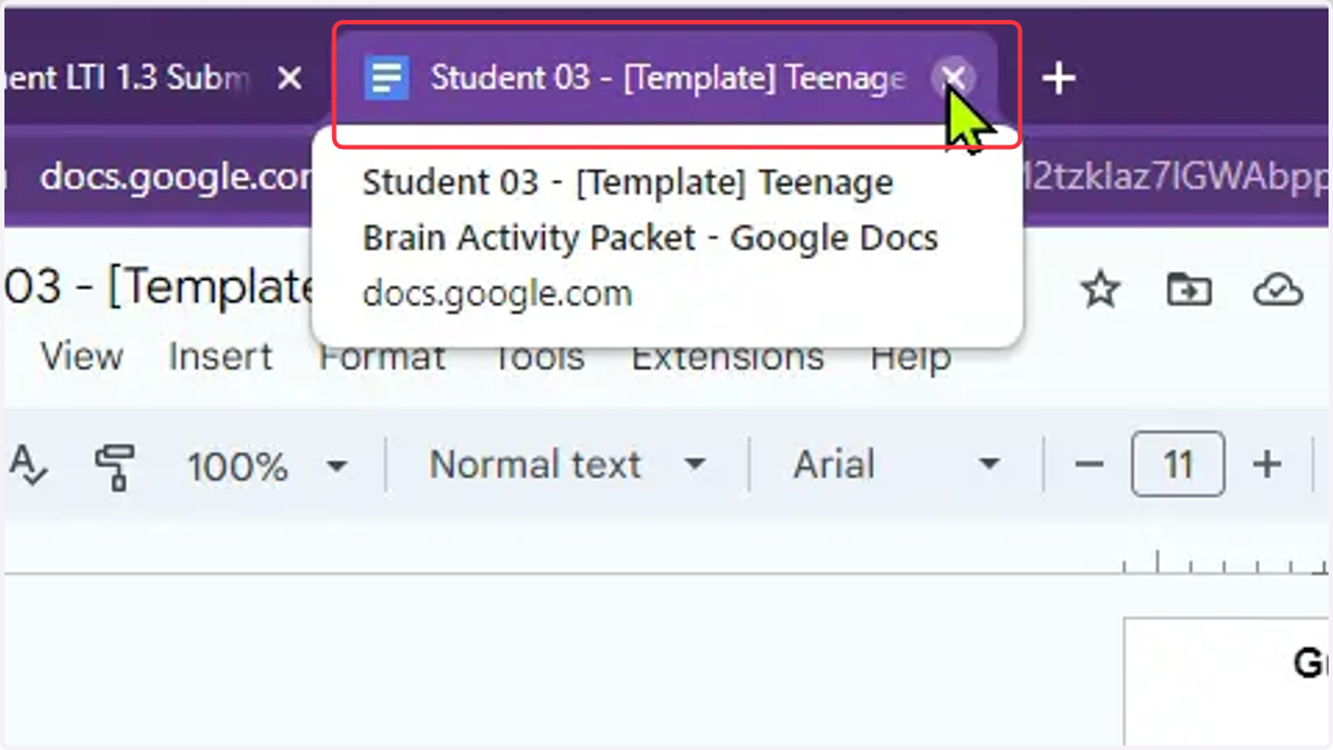 Closing Document Tab